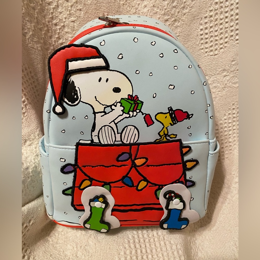 LOUNGEFLY PEANUTS SNOOPY AND WOODSTOCK MINI BACKPACK